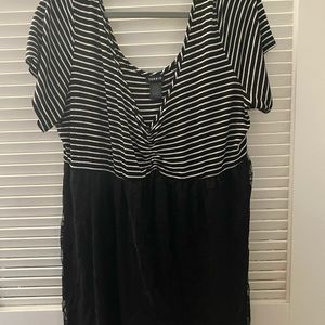 Torrid top black stripe with lace size 3